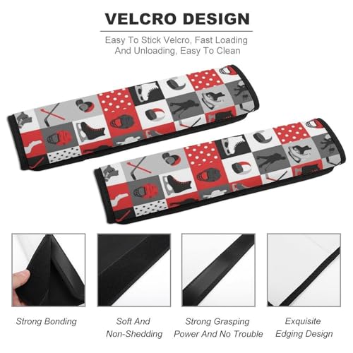 2 Pack Hockey Red Grey Plaid Seat Belt Shoulder Pad Universal Soft and Comfortable Seat Belt Covers Cushion for Kids, Most Cars, Comfortable Driving - color: Pattern 490