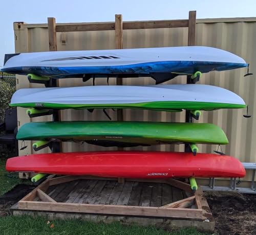 ReRackiT - Outdoor or Indoor Wall Mounted Kayak Rack, SUP Rack, Canoe Rack - Stackable - size: 4 Rack - (For Kayaks/SUPs)