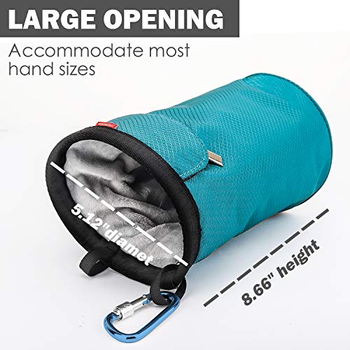 Moko Rock Climbing Chalk Bag, Bouldering Chalk Pot Bucket with Adjustable Belt & Carabiner Drawstring Climbing Gear - color: Light Blue, style: Straight Cylinder
