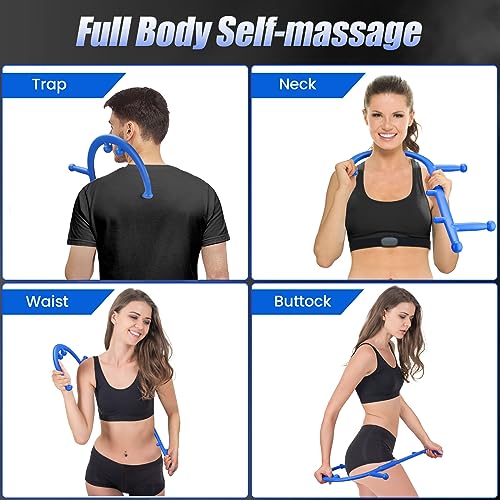 Trigger Point Massage Cane, Deep Tissue Full Body Back Neck Shoulder Self Massage Tool for Muscle Knots, Ergonomic Therapy Cane for Hard-to-Reach Areas, Lightweight Portable, FSA-HSA-Eligible, Blue - color: Blue