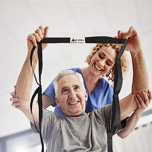 Stretching Strap Yoga Strap with Loops, Stretch Straps for Physical Therapy, Non-Elastic Exercise Strap for Pilates, Dance and Gymnastics with Workout Guide - color: Black+Blue/Light Blue