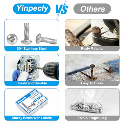 25 Pcs #10-24 x 3/4" Pan Head Machine Screws, 304 Stainless Steel, Truss Head Bolts, Full Thread, Bright Finish, Phillips Drive for Furniture Repairs and 3D Printer - size: #10-24 x 3/4"