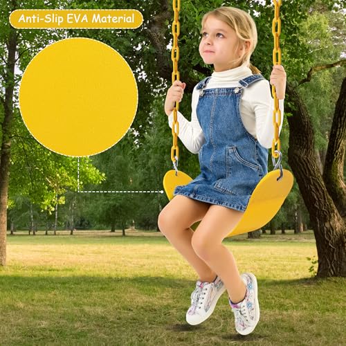 Sunnyglade 2PCS Swings Seats Heavy Duty with 66" Chain Support 250lb Yellow | Playground Outdoor Swing Seat Replacement with Snap Hooks, Coated Chains, Soft Eva Seat, Non-Slip Design & 250 Lb Capacity - color: Yellow