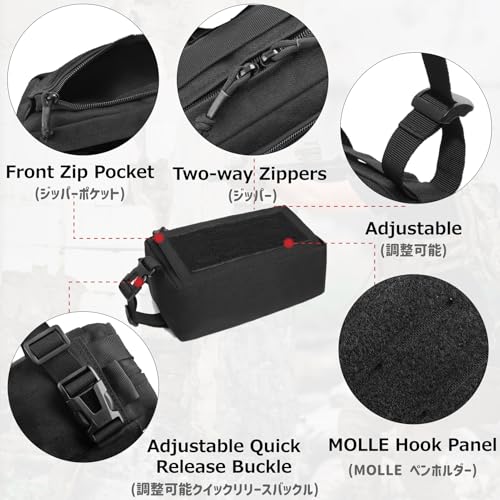 Azarxis Equipment Multi-Purpose Tactical EDC Admin MOLLE Pouch Utility Tools Bag Organizer Military Waist Belt Modular Attachment - color: #07 - Black
