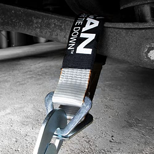 VULCAN Car Tie Down Axle Strap with Wear Pad - 2 Inch x 22 Inch - 4 Pack - Silver Series - 3,300 Pound Safe Working Load - size: 2" x 22" Silver Series (4 Pack)