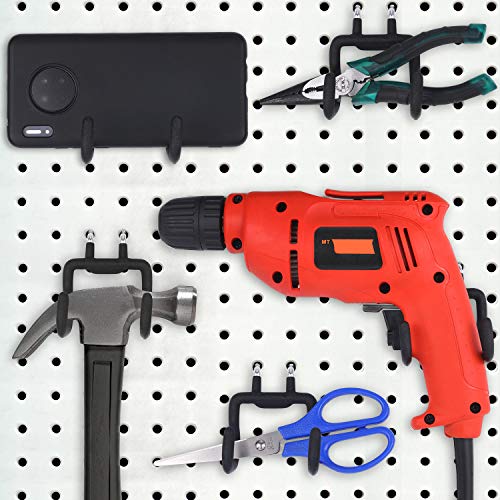 Hotop 4 Pack Pegboard Drill Holder Hooks, Black Metal Peg Board Hooks for Hanging Power Tools, Utility Hook for Garage Tool Organizer, Workbench, Craft Room and Wall Storage(2.75 x 2.56 x 3.54 Inch) - size: 2.75 x 2.56 x 3.54 Inch