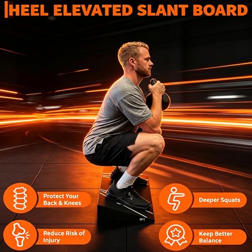 Garvee Squat Wedge Block 15° - Heel Elevated Slant Board for Squats, Knees over Toes & Weightlifting, 1000lb Capacity, Non-Slip One-Piece Design, Home Gym Accessory