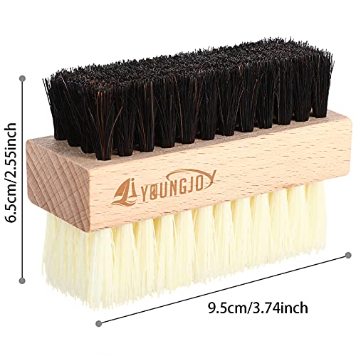 YoungJoy Dual Sided Sneaker Shoe Cleaner Brush Set Shoes Clean Brush Kit Horsehair Boar and Plastic Bristles with Microfiber Cloth (C) - style: C