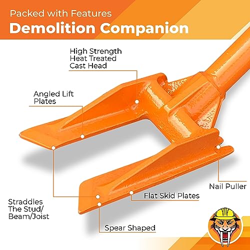 48” Demolition Pry Bar & Crowbar – Oval Handle Wrecking Bar for Ceiling & Wall Demo – Heavy Duty Nail Puller Tool for Contractors, Firefighters & Home Renovations - size: 48" Oval