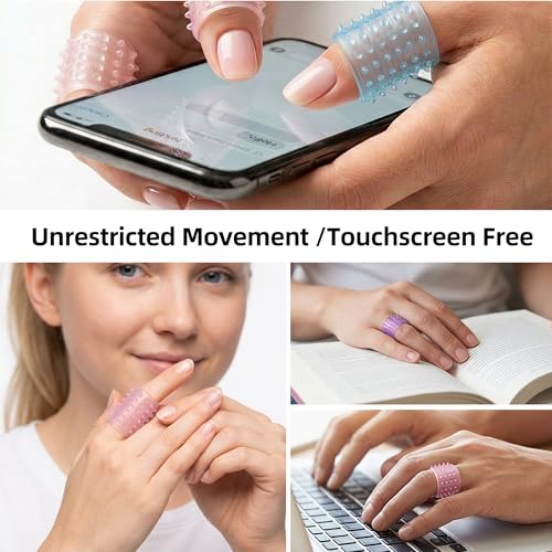 Textured Silicone Finger Covers, Anti Bite Finger Protectors for Skin Picking Nail Biting, 9-Pack Sensory Fidget Finger Sleeves for Anxiety, OCD, Dermatillomania, Adults & Kids