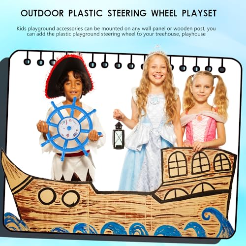 Kids Playground Accessories Outdoor Plastic Steering Wheel Playset Pirate Ship Wheel for Playhouse Garden Backyard Tree House - color: Blue Set 1