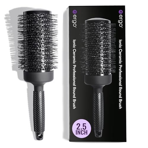 ERGO Ceramic Ionic Round Brush for Blow Out - Salon Quality Hair Brushes for Women - Roller Brush for Blow Drying, Wet and Dry Hair Styling, Volumizing Hair Care - ER65: 2.5" - size: 2X-Large - 2.50 Inch