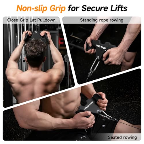 LAT Pull Down Bar with 6 Ergonomic Handles, Neutral Grip LAT Pulldown Attachments for Whole Back Training, Wide Grip LAT Pulldown Bars for Home Gym Cable - color: Black-3