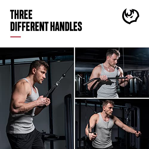 FitBeast Pulley System Gym, Cable Weight Pulley System for Gym LAT Pulldown, Biceps Curl Workout, Ideal Home Gym Equipment for Forearm, Shoulder, Strength Training - style: Set with Multi-functional Bar