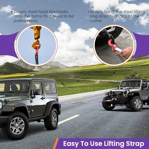 Lifting Slings Straps with Hooks - 3.3 FT, 4409LB Pounds Capacity, Polyester Bridle Sling, Heavy Duty Two Leg Rigging Strap for Engines, Cranes, Hoists, Truck