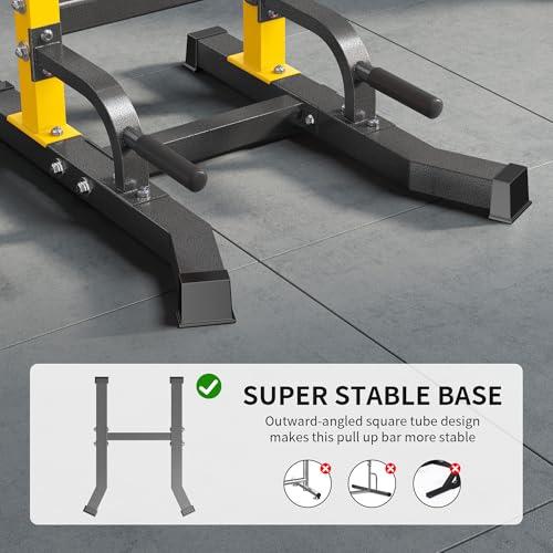 SogesPower Multi-Function Power Tower Pull Up Bar Station for Home Gym | 10-Level Adjustable Height Pull Up Bar Stand Dip Station Strength Training Workout Equipment - color: Yellow