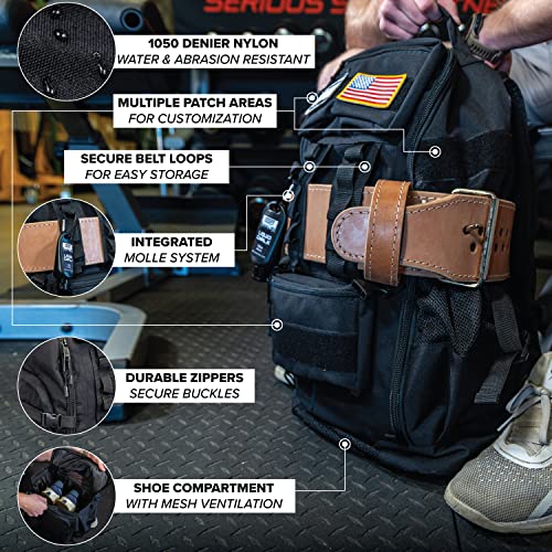 SERIOUS STEEL FITNESS Tactical Backpack and Gym Bag 1000D Nylon Black - color: Black, style: Backpack (Tactical)