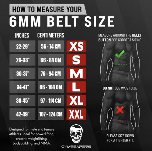 Gymreapers Weightlifting Belt 6MM Genuine Leather - Double Prong Power Belt Heavy Duty 4-Inch Wide - Strong, Stabilizing Back Support For Deadlifts, Squats Powerlifting - size: Large