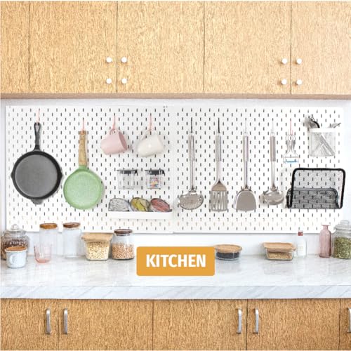 White Pegboard S Hooks for IKEA SKADIS, 16 Pack | Compatible with IKEA SKADIS Pegboard, Rust Resistant Steel Hooks, 18 lb Load Capacity for Kitchen, Office, Craft - style: White S Hook