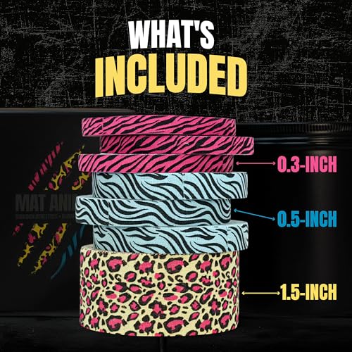 Bighorn Athletics × Adam Wardziński Mat Animal Tape Kit, Neon Jungle Set | Special edition set with 7 rolls of bold printed finger & sports tapes in a tin holder. Residue-free Zinc oxide adhesive. - color: Neon Jungle