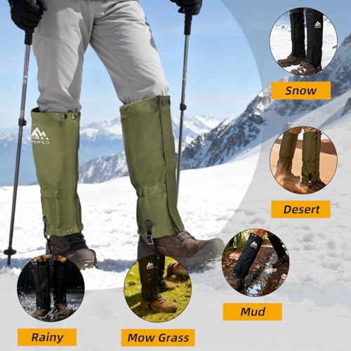 Adjustable Leg Gaiters, Waterproof Snow Boot Gaiters for Men Women with Hiking, Walking, Hunting, Snowshoeing, Climbing