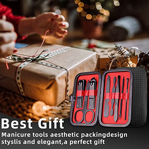 Manicure Set 8 in 1 Nail Clipper Set,RedFlow Nail Clippers,Fingernail & Toenail Clippers,Manicure Tools,Pedicure Tools,Suitable for Travel Manicure Kit (Black) - color: Black
