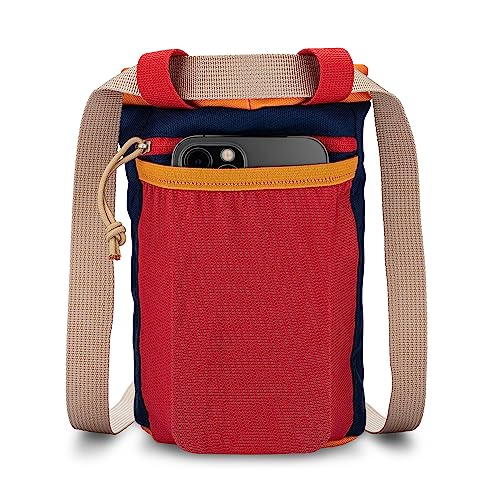 Oso Supply Co - Classic Chalk Bag for Rock Climbing, Bouldering Chalk Bag Bucket with Quick-Clip Belt, Zippered Pockets and Pouch - Perfect Indoor/Outdoor Rock Climbing Gear Equipment - color: Midnight Blue & Red