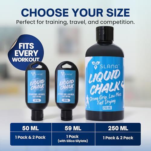 Liquid Chalk for Weightlifting, Gym and Workout Hand Chalk Grip | Magnesium carbonate grip chalk in 50ml, 59ml clear and 250ml sizes. For lifting, cheer, gymnastics and CrossFit. - size: 8.5 fl oz (Travel Buddy)