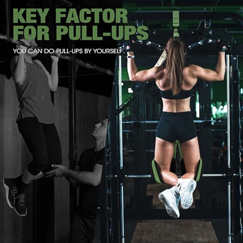 Pull Up Assistance Bands, Resistance Bands for Pull Up Bar Workout, Adjustable Heavy Duty Pull Up Assist Equipment with 4 Assistance Bands, Home Gym Fitness Exercise Strength Training - color: Green