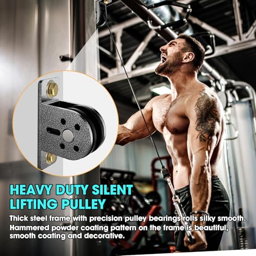 Cable Rope Bearing Pulley Wheel, Wall-Mounted Fixed Pulley Weight System for Home Gym, Weightlifting, DIY Fitness Equipment, Ceiling Mount Accessories - color: Grey-2pcs