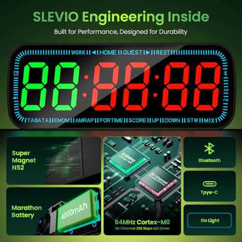 Gym Timer Clock Bluetooth App Controlled Magnetic Workout Interval Timer, Home Large LED Digital Display, Countdown Clock for Score Crossfit, Tabata, HIIT, EMOM, Boxing