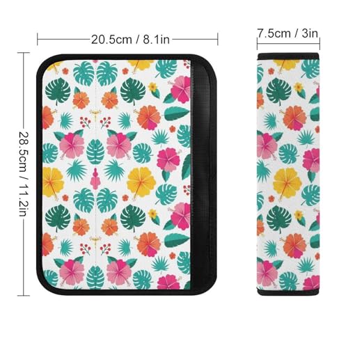 Universal Fit Seat Belt Shoulder Pad for Adult Use, Most Cars, 2 Pack Hawaiian Hibiscus Harness Pads Strap Pressure Relief - color: Pattern 1010