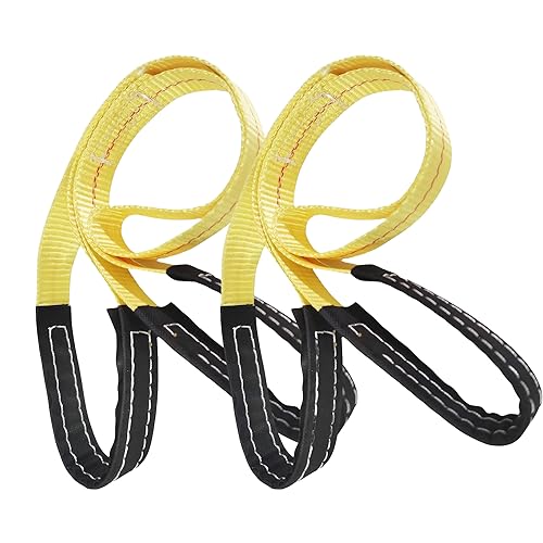 2 Pack 1 "x6' Lift Sling Straps Reinforced Loops 1 inch 6 Feet Tree Saver Strap 8000 Pound Capacity, Lifting Straps for Hoist, Winch Straps Yellow