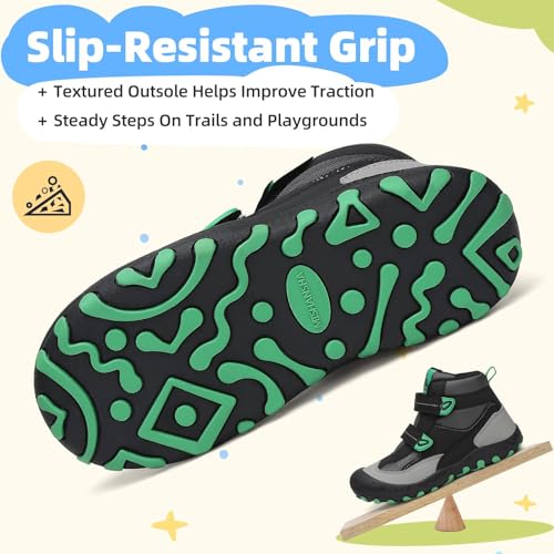 Mishansha Kids Water Resistant Hiking Boots, Boys Girls Anti Collision Anti-Skid Athletic Outdoor Adventure Trekking Shoes | Protective Toe, Adjustable Fit and Flexible Sole for Camping, School, Walking, Trekking, Trail Adventures and Everyday Wear - colo