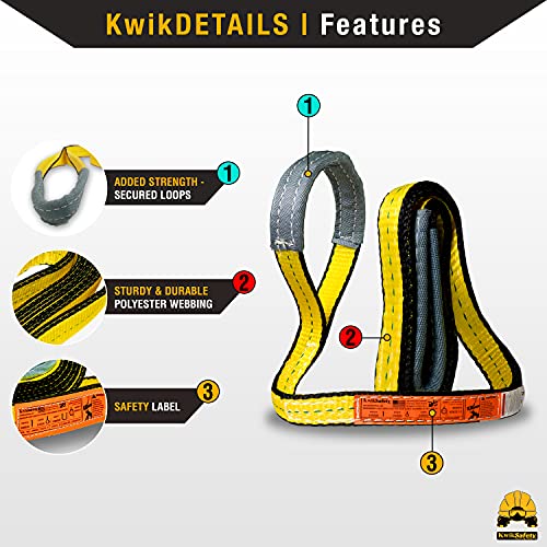KwikSafety - Charlotte, NC - Mighty Sumo 1”x 4’ Poly Web Sling Lifting Strap Construction ASME OSHA / 3200lbs Vertical 2550lbs Choker 6400lbs Basket/Rigging Moving Towing Hoisting Gear - size: 1"X4' | 3200 lbs