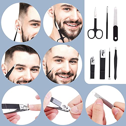 Aceoce Nail Clippers Set Professional Manicure Set Grooming Kits Nail Kit | Stainless Steel Finger and Toe Nail Clippers Travel Manicure Pedicure Kit Nail Care Kit Personal Care Tools Gifts for Men - color: Black and White