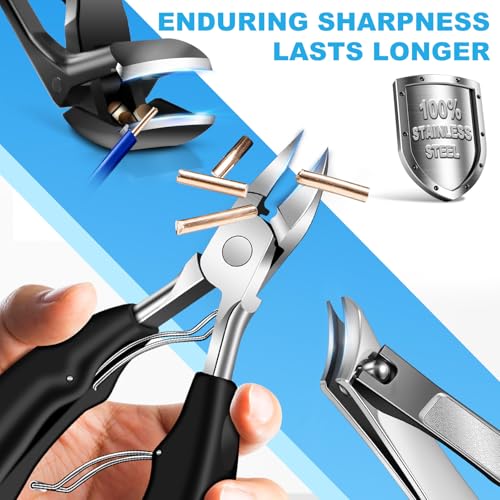 2026 Toenail Clippers for Thick Toenails for Seniors Angled Head | Large Toe Nail Clippers Set for Men, Long Handle Heavy Duty Ingrown Toenail Clippers, Ultra Sharp Slanted Finger Nails Cutter - style: 5PCS Toenail Clippers