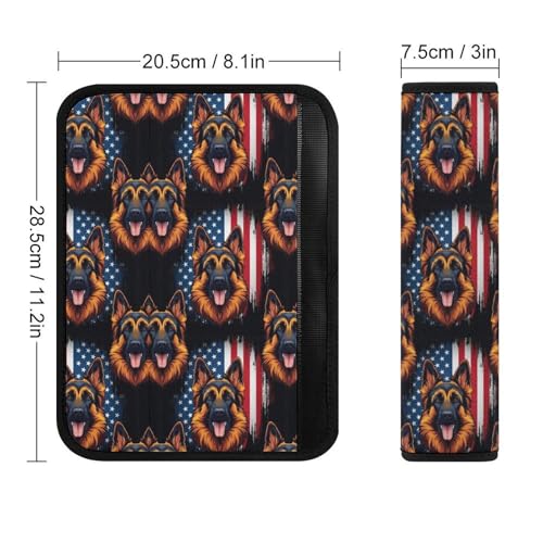 1 Pair Universal Soft and Comfortable Seat Belt Shoulder Pad for Adult Use, Stroller Pushchair High Chair, America Flag German Shepherd Neck Strap Covers, Anti-Slip Pad - color: Pattern 718