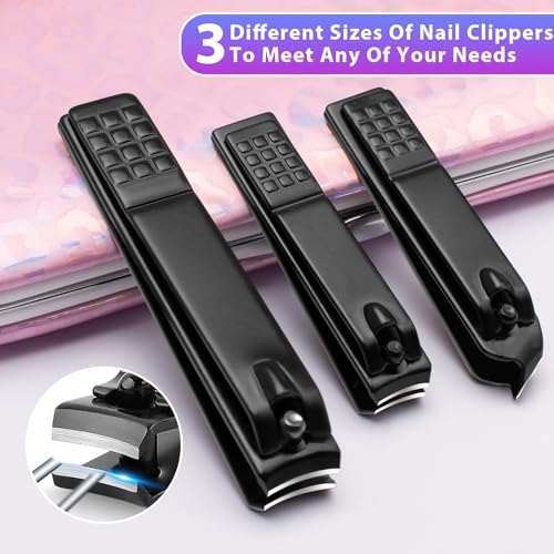 CGBE Nail Clippers Set, 12pcs Stainless Steel Nail Kit for Men, Manicure Set Pedicure kit for Mens Gifts - Black - color: Black-12pcs
