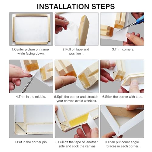 DIY Wood Canvas Stretcher Bars Kit, 1.25" Gallery Depth, 8" x 8" | Gallery wrapped canvas frame kit for oil painting and prints, sturdy wooden wall art frame, easy assembly, made in USA - size: 8"X8"