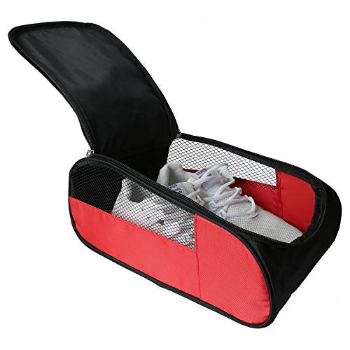 Outdoor Golf Shoes Bags Travel Shoes Bags Zippered Sport Shoes Bag (Red) - color: Red