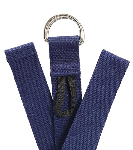 Everyday Yoga Strap with Metal D-Ring - Durable Stretching Strap for Yoga, Pilates, Flexibility & Physical Therapy (6ft, 8ft, 10ft) - color: True Navy, size: 10 Foot