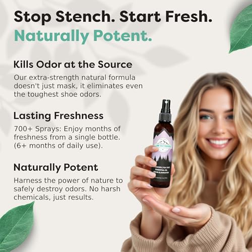 Lumi Outdoors Natural Shoe Deodorizer Spray & Odor Eliminator - Lavender Tea Tree Essential Oil Odor Eater - style: 1 Pack - Lavender Tea Tree
