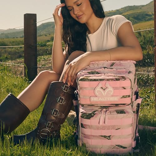 WOLFpak 35L Athletic Gym Backpack - Durable 1000D Waterproof Oxford Material with MOLLE Webbing, Laptop Pocket - color: Realtree Apx Flushing Pink
