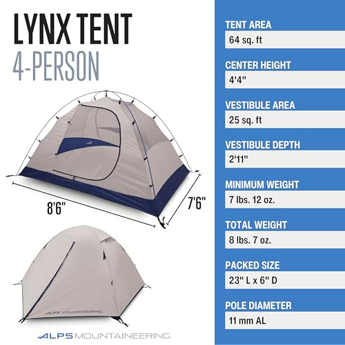 ALPS Mountaineering Backpacking-Tents Lynx 4 - color: Gray/Navy