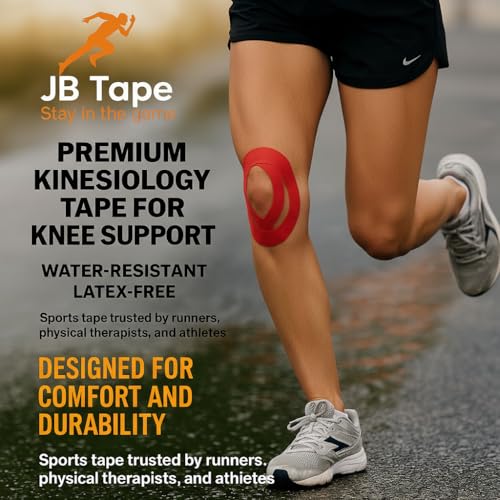 JB Tape Kinesiology Tape, 80 Precut Strips, Pink, Latex‑Free, 4 Rolls | Breathable Material - color: Hot Pink