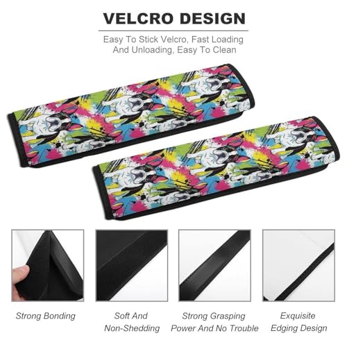 2 Pack Universal Fit Car Seat Belt Pad for Adult Use, All Vehicles, Colorful Boston Terrier Seat Belt Covers Cushion, Anti-Slip Pad - color: Pattern 1205