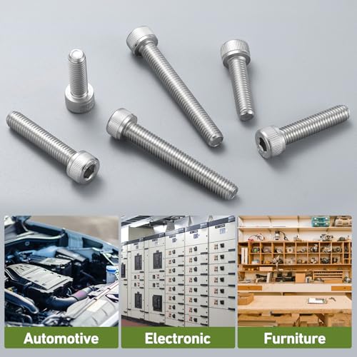 M6-1.0 x 20mm Bolt, 60PCS M6 Hex Socket Head Cap Screws Bolts, 304 Stainless Steel 18-8, Full Threads, Allen Socket Drive, with Hex Spanner - size: M6x20mm