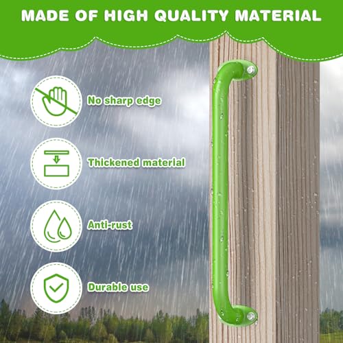 Dolibest 6 Pack 17 Inch Playground Handles, Metal Monkey Bars Indoor & Outdoor, Heavy Duty Ceiling Grab Bars & Wider Base for Climbing Frames, Treehouses, Swing Sets, Wall Ladders & Bunk Beds –Green - color: ‎green 2- 17 Inch-6pcs