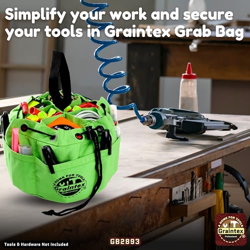 Graintex 18 Pockets Grab Bag Rip-stop Canvas Drawstring Closure, Small Part Organizer Pouch, Small Tools, Screws, Parts, Parachute Tool Bag for Efficient Storage - Lime Green - color: Lime Green
